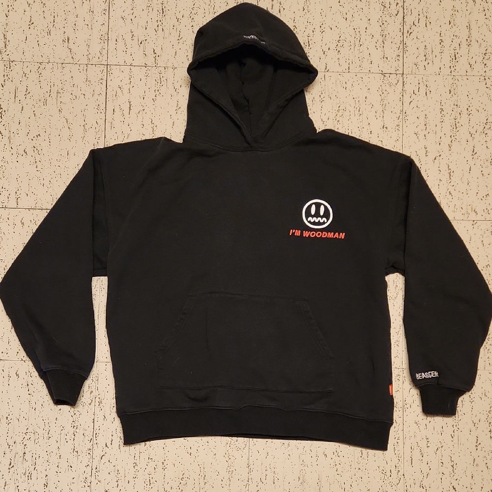 Beaster Black & White 'I'm Woodman' Big Logo Pullover Hoodie Sweater